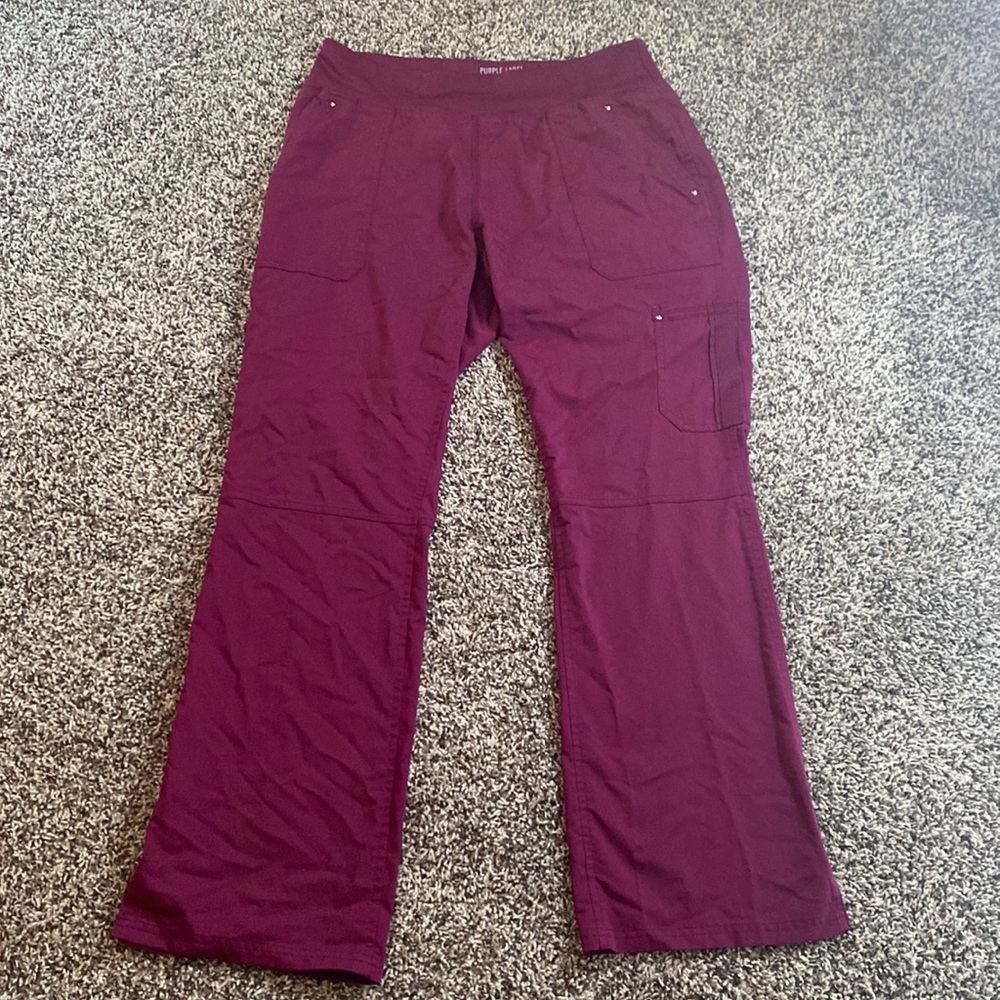Wine scrub pants. Straight leg. Purple label yoga style by healing hands.